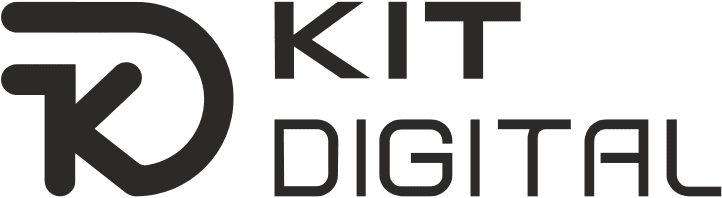 Logo de Kit Digital, un programa del Gobierno de España que ofrece ayudas para la digitalización de pequeñas y medianas empresas.